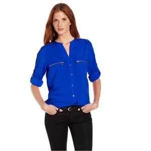 💫 NWT Calvin Klein Zipper Button-Front Blouse 💫
